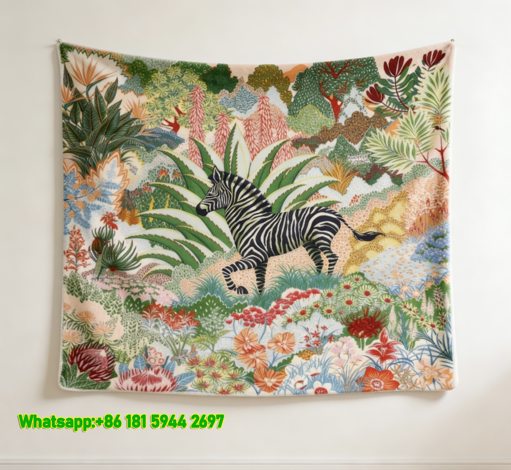 Hermès Vintage Floral Scroll Print Flannel Throw Blanket IMG_5213